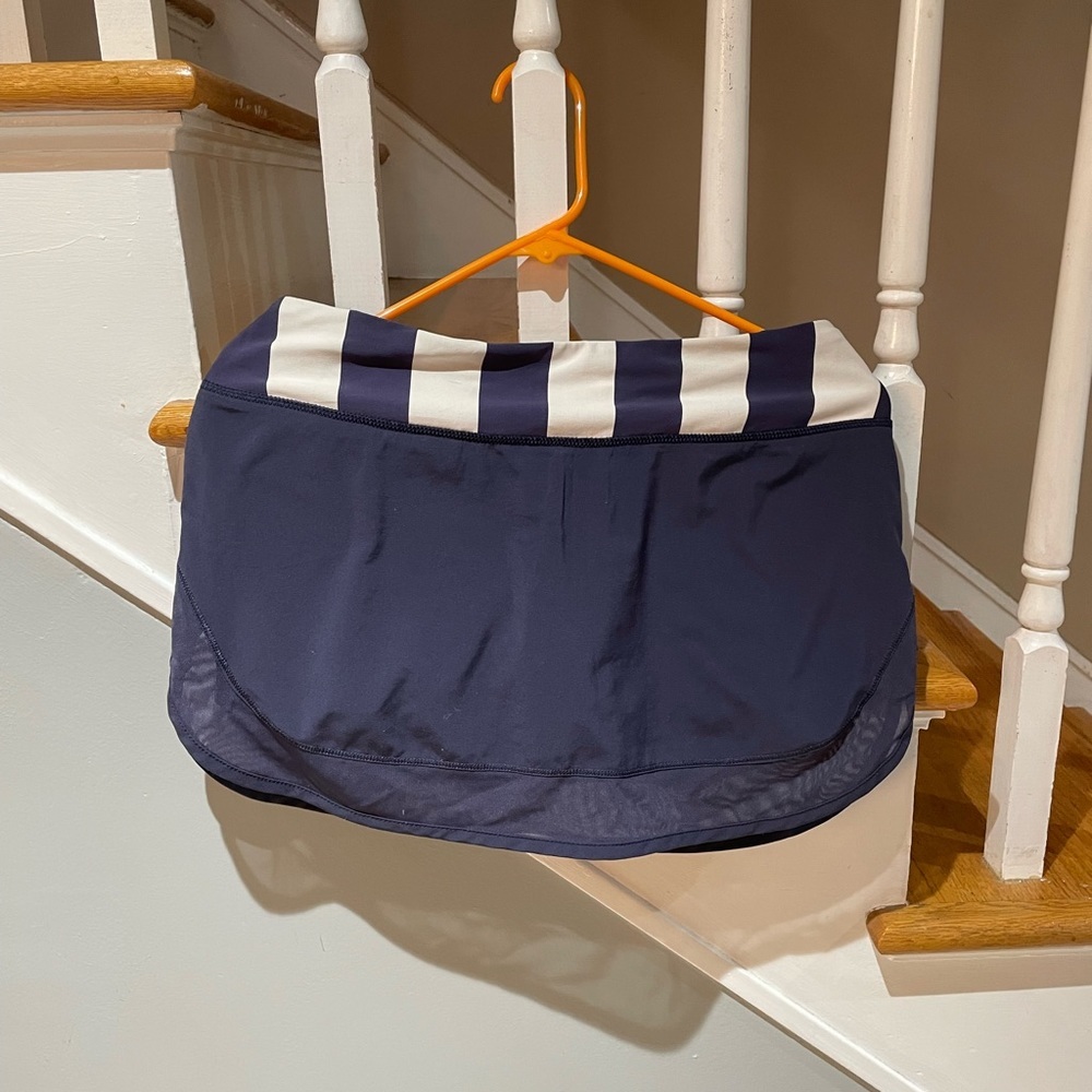 Lululemon Navy Blue Striped Skirt w/ Shorts Underneath